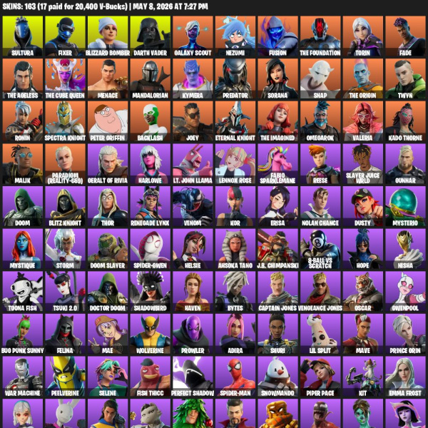 🔥163 Skins | Sultura | Blizzard Bomber 🔥 - Fortnite Account