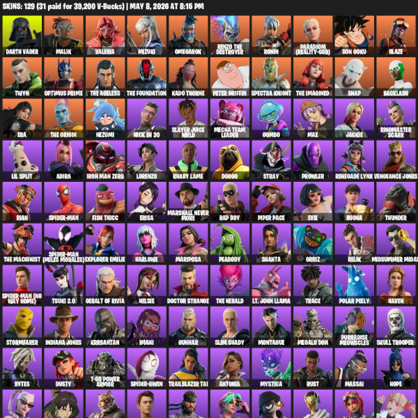 🔥129 Skins | Darth Vader | Son Goku 🔥 - Fortnite Account