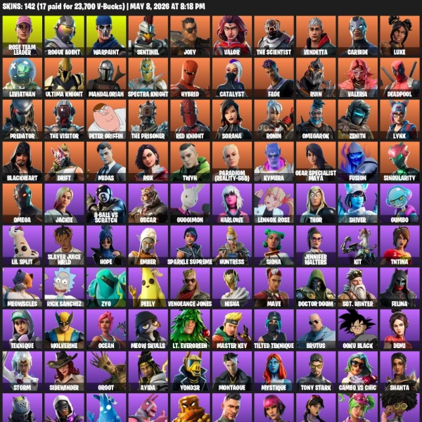 🔥142 Skins | Rose Team Leader | Rogue Agent 🔥 - Fortnite Account