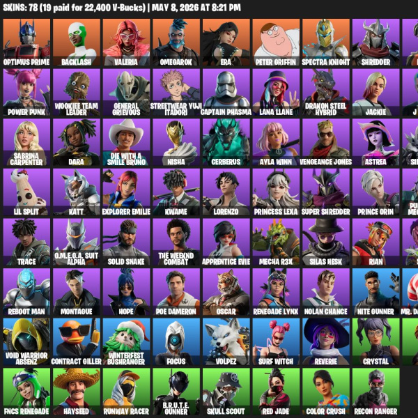 🔥78 Skins | Optimus Prime | Shredder 🔥 - Fortnite Account