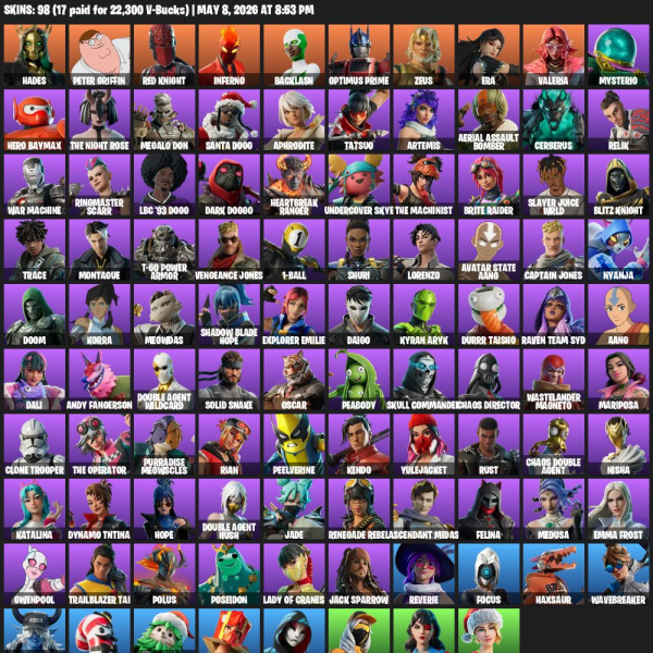 🔥98 Skins | Hades | Red Knight 🔥 - Fortnite Account