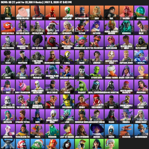 🔥98 Skins | Hades | Red Knight 🔥 - Fortnite Account